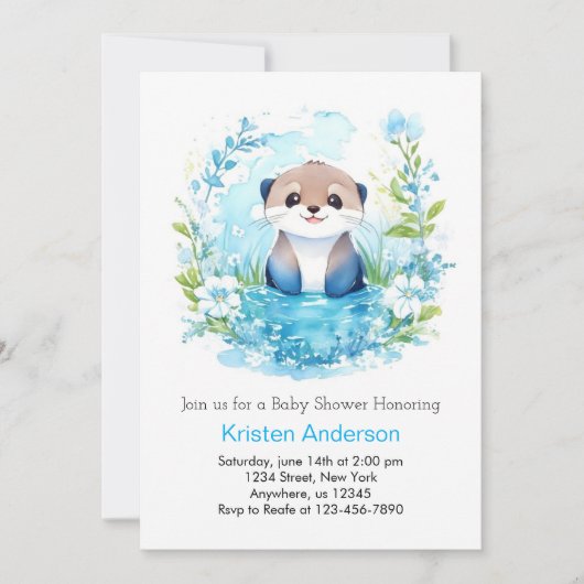 極上の至福の山花少年の赤ちゃんシャワー 招待状 (正面)