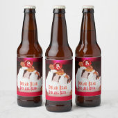 極地のクマがビールを飲む 赤いワックスシールのイニシャル ビールラベル (ボトル)