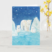 極地のクマのイラスト カード (黄色い花)