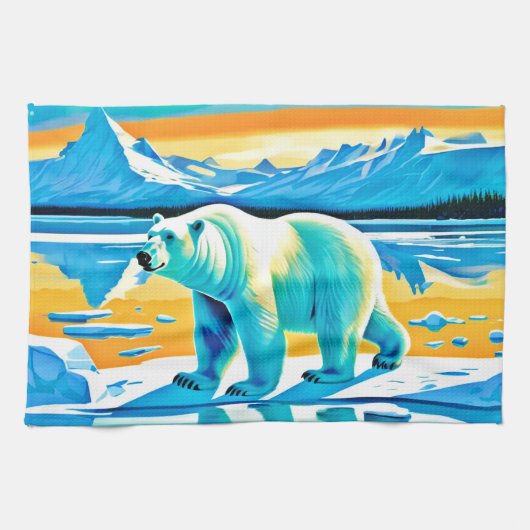 極地の威厳：北極地方 キッチンタオル (横)