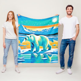 極地の威厳：北極地方 フリースブランケット