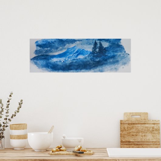 極地の山と木の風景 ポスター (キッチン)