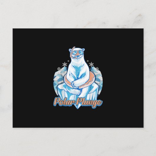 極地プランジ氷跳び極おもしろい熊ウィンタースイム インビテーションポストカード (正面)
