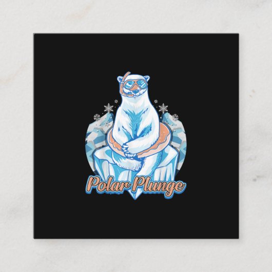 極地プランジ氷跳び極おもしろい熊ウィンタースイム スクエア名刺 (正面)