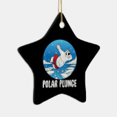 極地プランジ氷跳び極おもしろい熊ウィンタースイム セラミックオーナメント (右)