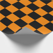 極大黒とオレンジのチェックの折り返し紙 ラッピングペーパー (角)