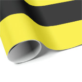 極大黒と黄色のストライプ ラッピングペーパー (ロールコーナー)