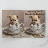 極小の喜び: ティーカップのチワワの子犬 カード (内部)