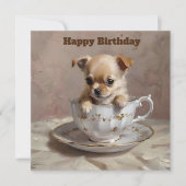 極小の喜び: ティーカップのチワワの子犬 カード (正面)