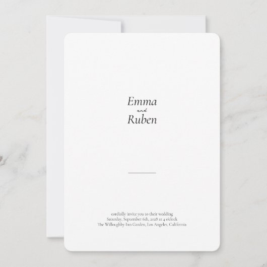 極小の白黒の写真結婚の 招待状 (正面)