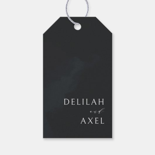 極小モダン主義の白黒のお願い ギフトタグ (正面)