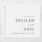 極小モダン主義の白黒結婚の リキュールボトルラベル (シングルラベル)