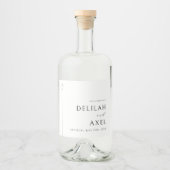 極小モダン主義の白黒結婚の リキュールボトルラベル (正面)