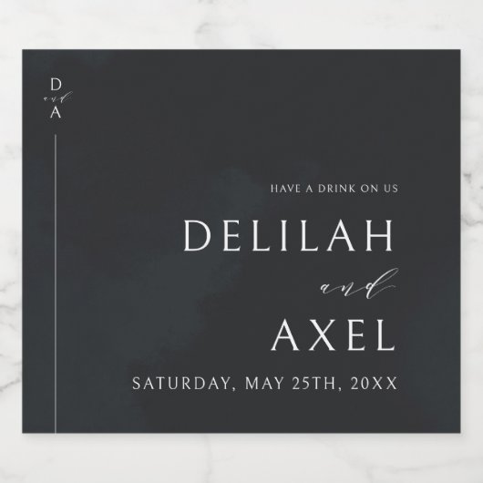 極小モダン主義の白黒結婚の リキュールボトルラベル (シングルラベル)