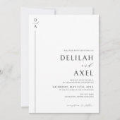 極小モダン主義の白黒結婚の 招待状 (正面)