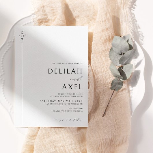 極小モダン主義の白黒結婚の 招待状