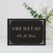 極小 アートデコ ゴールドホイル 結婚式 Save The Date カード (スタンド正面)