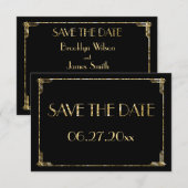 極小 アートデコ ゴールドホイル 結婚式 Save The Date カード (正面/裏面)