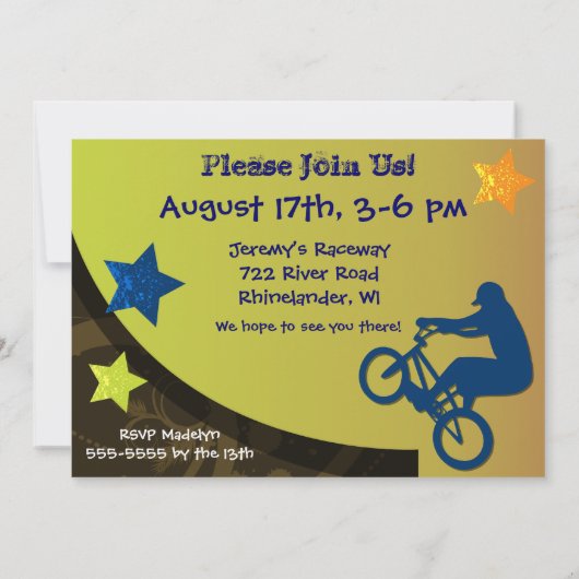 極度なサイクリングのカスタムな誕生日の招待状 招待状 (裏面)