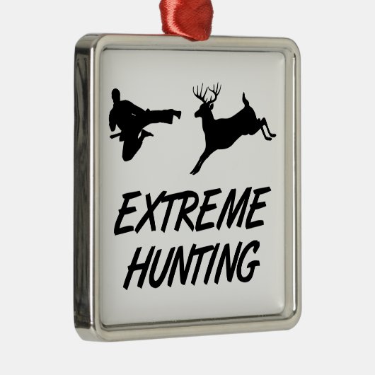 極度な狩りの空手の蹴りのシカ メタルオーナメント (右)