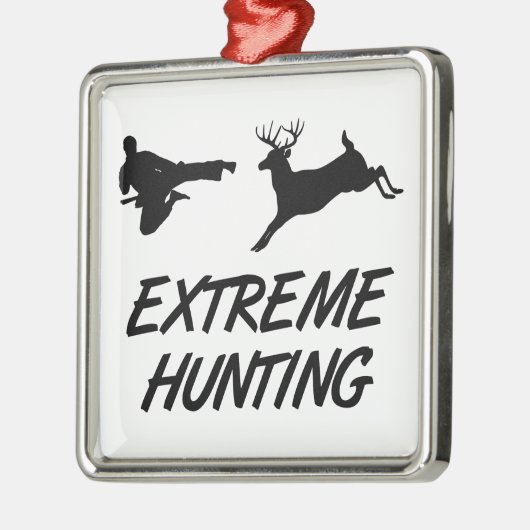極度な狩りの空手の蹴りのシカ メタルオーナメント (左)