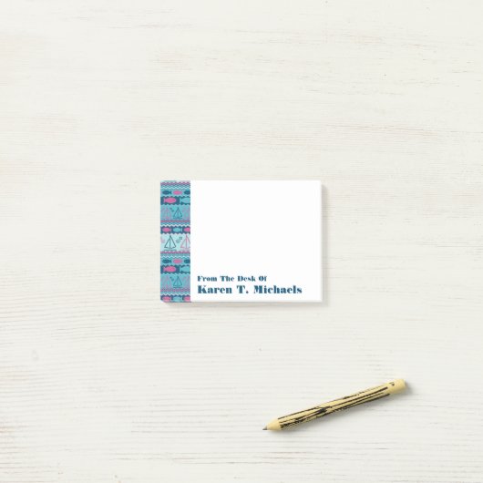 極度のおもしろいの魚及びヨットパターン|はあなたの名前を加えます ポストイット (デスク上)