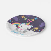 極度のかわいいユニコーンのパーティーのプレート ペーパープレート (アングル)