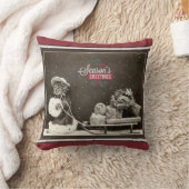 極度のかわいいヴィンテージのクリスマス猫 クッション (ブランケット)