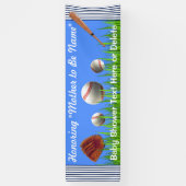 極度のかわいい野球のベビーシャワーの旗を個人化します 横断幕 (縦)