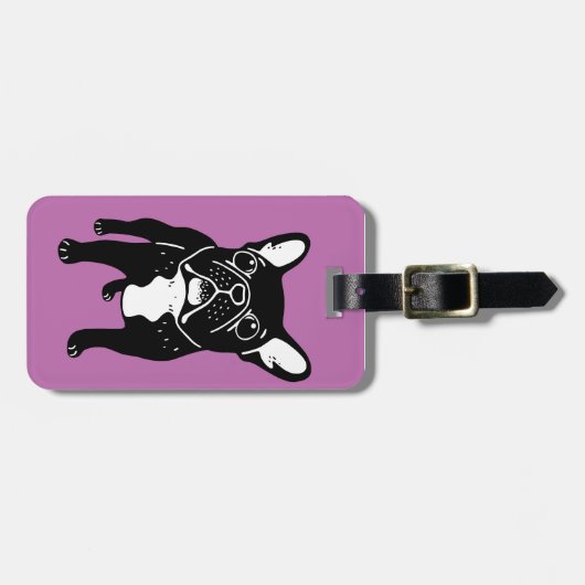 極度のかわいいbrindleフレンチ・ブルドッグの子犬 ラゲッジタグ (正面横)