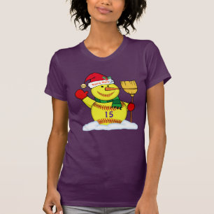 極度のかわいくパーソナライズなソフトボールの雪だるまのワイシャツ Tシャツ