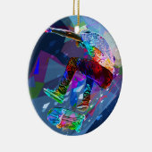 極度のクレヨンによって着色されるシルエットのスケートボーダー セラミックオーナメント (右)