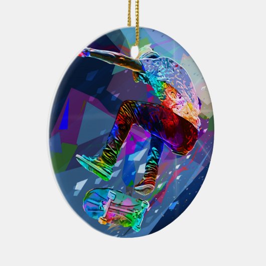 極度のクレヨンによって着色されるシルエットのスケートボーダー セラミックオーナメント (右)