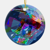 極度のクレヨンによって着色されるシルエットのスケートボーダー セラミックオーナメント (正面)