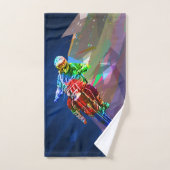 極度のクレヨンはカーブに傾く土のバイクを着色しました バスタオルセット (ハンドタオル)