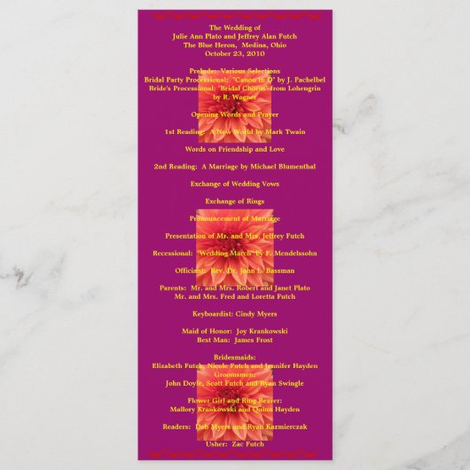 極度のクールな結婚式プログラム プログラム (正面)