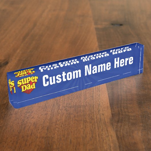 極度のパパ、スーパーヒーローの赤くか黄色か青い父の日 デスクネームプレート (側面)