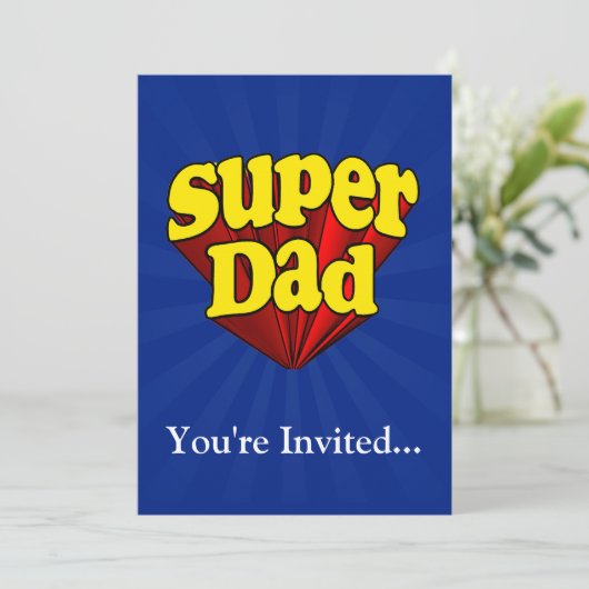 極度のパパ、スーパーヒーローの赤くか黄色か青い父の日 招待状 (スタンド正面)