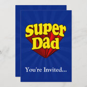 極度のパパ、スーパーヒーローの赤くか黄色か青い父の日 招待状 (正面/裏面)
