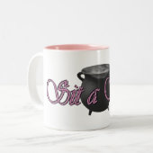 極度のピンクは綴りのマグを坐らせます ツートーンマグカップ (正面左)