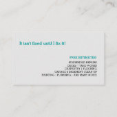 極度の便利屋のサービス業カード 名刺 (裏面)