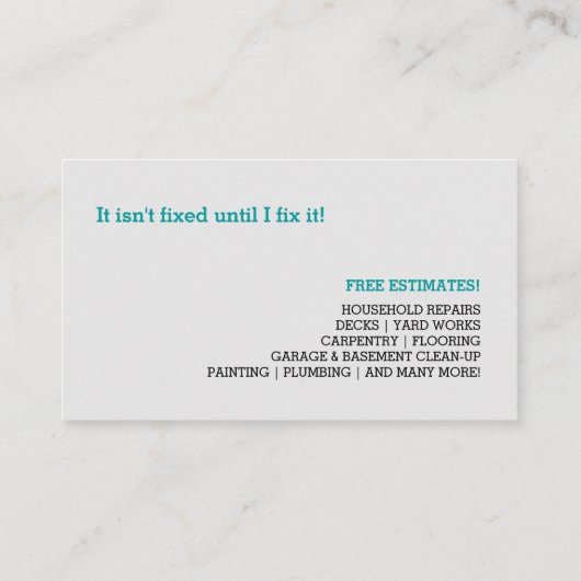 極度の便利屋のサービス業カード 名刺 (裏面)