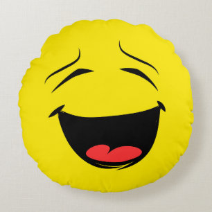 極度の幸せな顔Emoji ラウンドクッション
