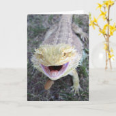 極度の幸せな髭があるドラゴン カード (黄色い花)