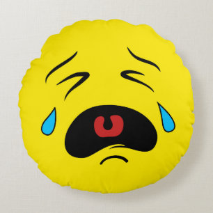 極度の悲しい泣き叫びの顔Emoji ラウンドクッション
