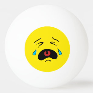 極度の悲しい泣き叫びの顔Emoji 卓球ボール