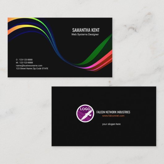 極度の明快な波のくもの巣デザイナー名刺 名刺 (正面/裏面)