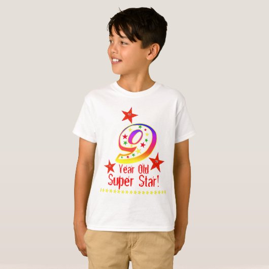 極度の星の男の子のための第9誕生日のワイシャツ Tシャツ (正面フル)