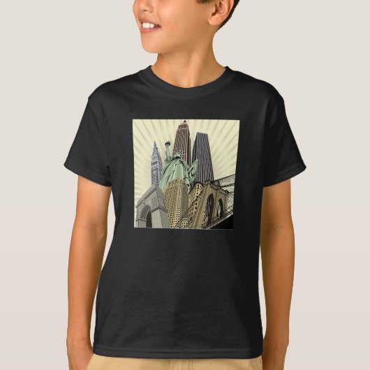 極度の様式化された都市景観NYC Tシャツ (正面)
