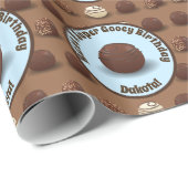 極度の甘く、ねばねばしたチョコレート誕生日の青 ラッピングペーパー (ロールコーナー)